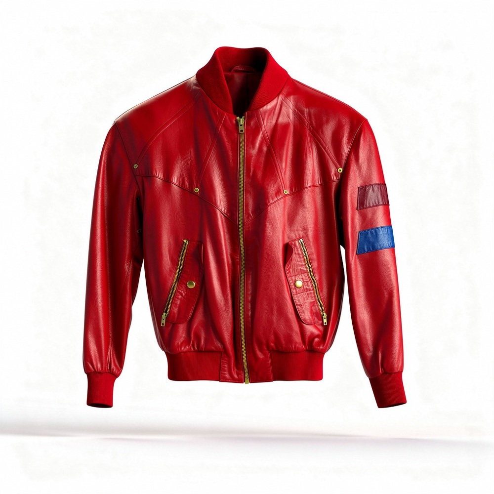 CLAUDE MONTANA  Red Leather Bomber Jacket